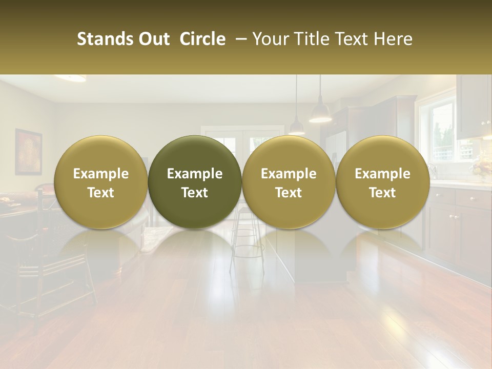 A Living Room And Kitchen With A Table And Chairs PowerPoint Template