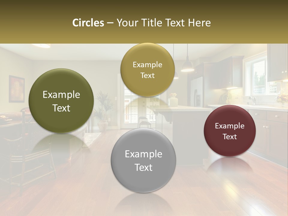 A Living Room And Kitchen With A Table And Chairs PowerPoint Template