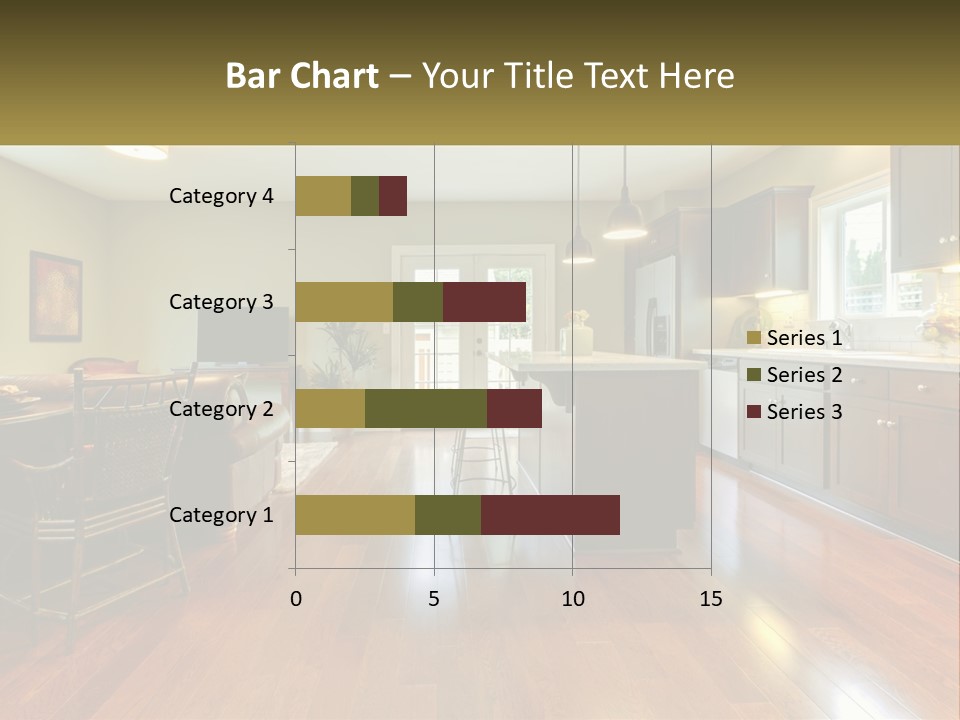 A Living Room And Kitchen With A Table And Chairs PowerPoint Template