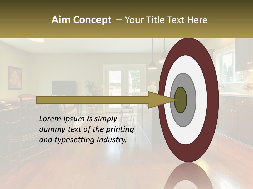 A Living Room And Kitchen With A Table And Chairs PowerPoint Template