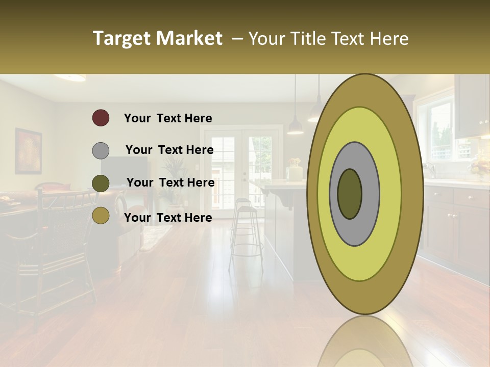 A Living Room And Kitchen With A Table And Chairs PowerPoint Template