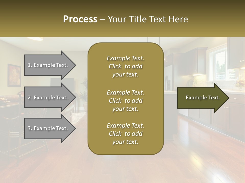 A Living Room And Kitchen With A Table And Chairs PowerPoint Template