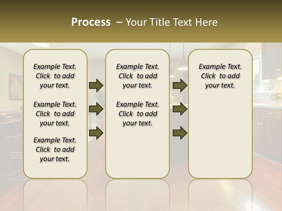 A Living Room And Kitchen With A Table And Chairs PowerPoint Template