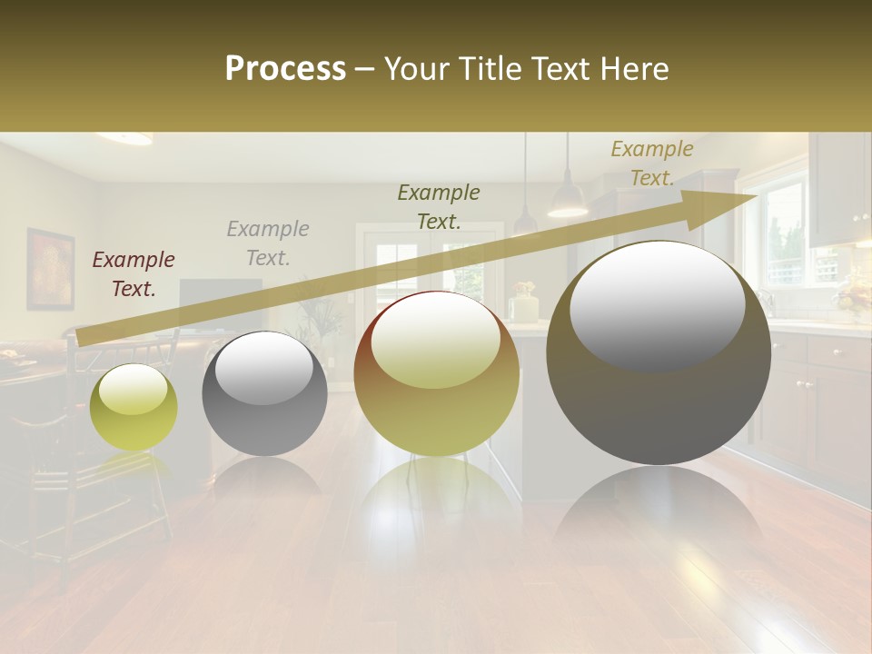 A Living Room And Kitchen With A Table And Chairs PowerPoint Template