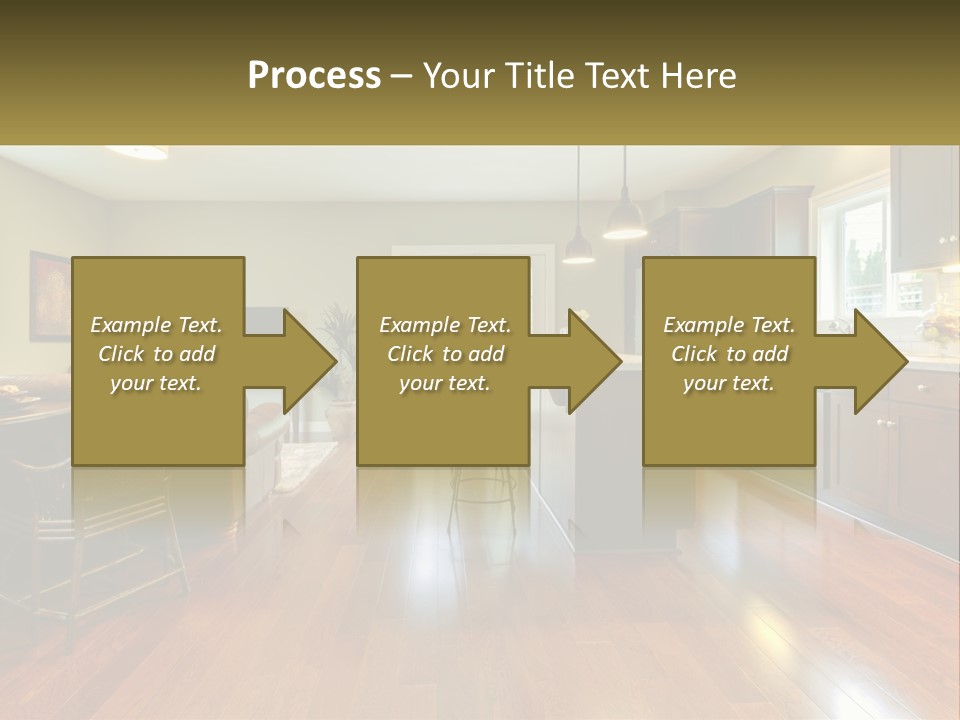 A Living Room And Kitchen With A Table And Chairs PowerPoint Template
