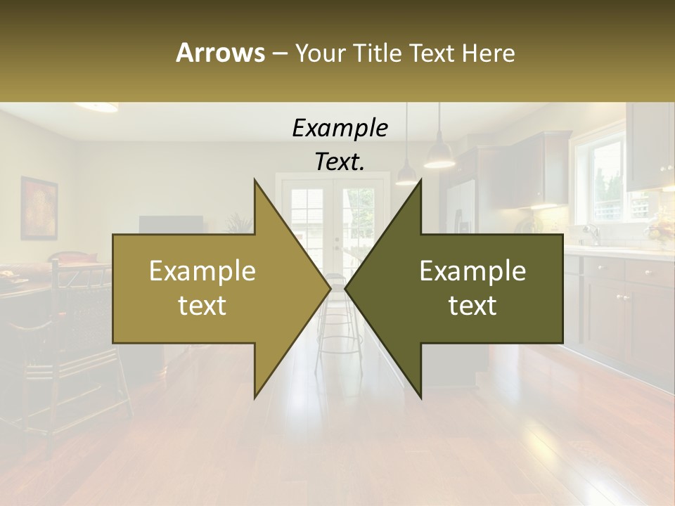 A Living Room And Kitchen With A Table And Chairs PowerPoint Template