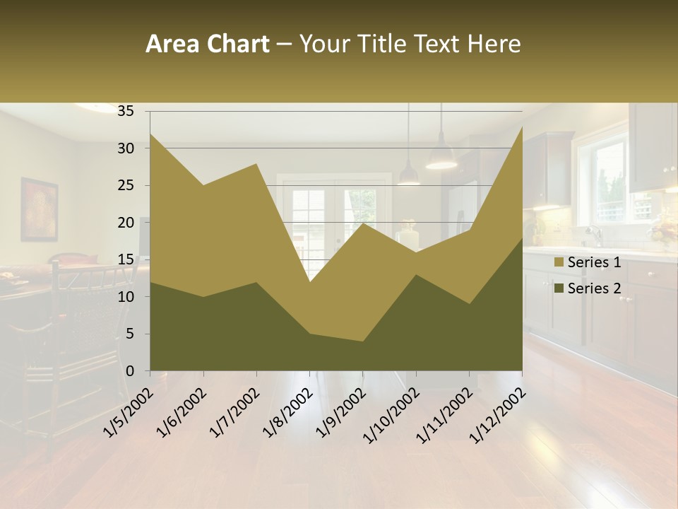 A Living Room And Kitchen With A Table And Chairs PowerPoint Template