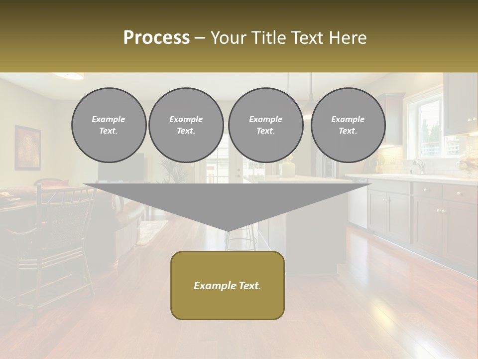 A Living Room And Kitchen With A Table And Chairs PowerPoint Template