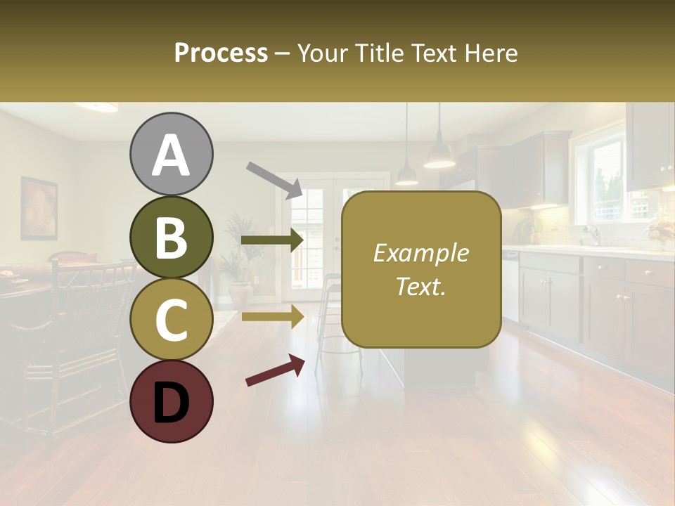 A Living Room And Kitchen With A Table And Chairs PowerPoint Template