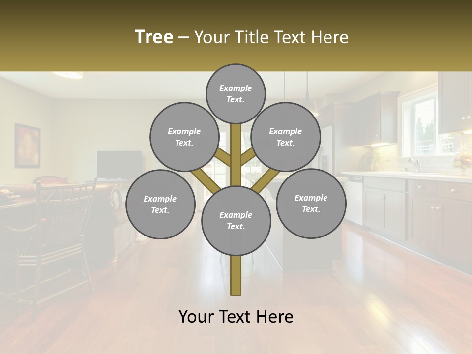 A Living Room And Kitchen With A Table And Chairs PowerPoint Template