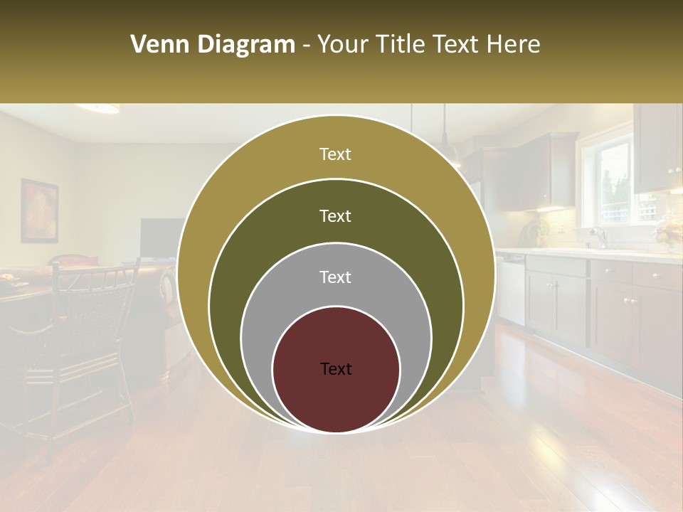 A Living Room And Kitchen With A Table And Chairs PowerPoint Template