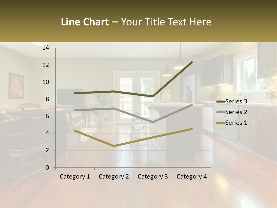 A Living Room And Kitchen With A Table And Chairs PowerPoint Template