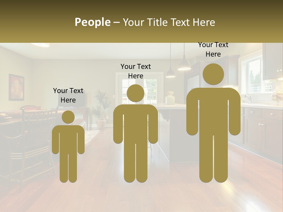 A Living Room And Kitchen With A Table And Chairs PowerPoint Template