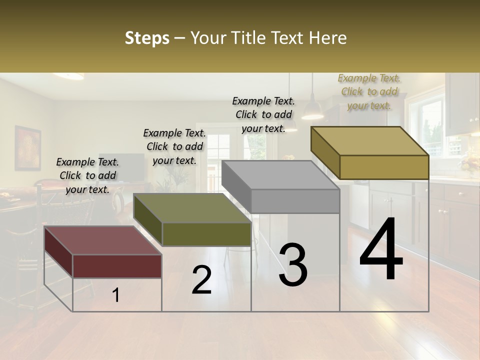 A Living Room And Kitchen With A Table And Chairs PowerPoint Template