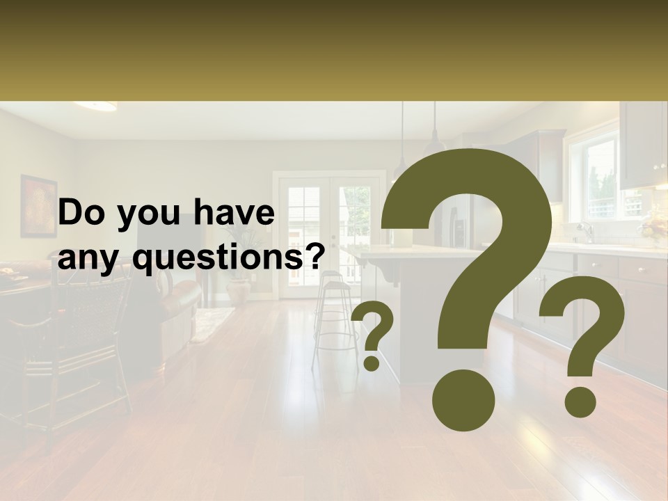 A Living Room And Kitchen With A Table And Chairs PowerPoint Template