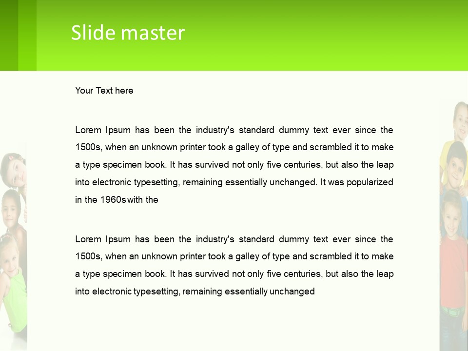 A Group Of Children Standing Next To Each Other PowerPoint Template