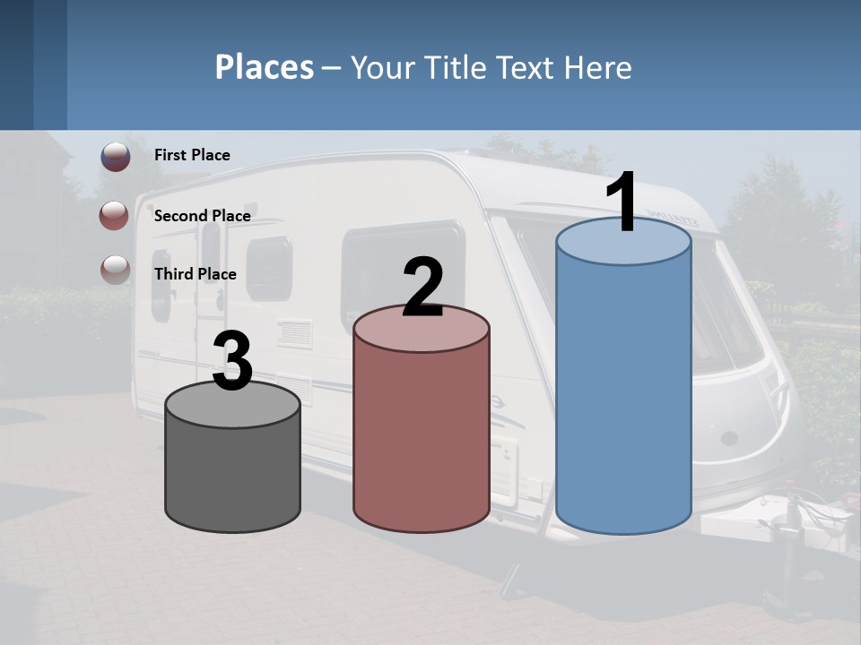 A White Motor Home Parked In A Driveway PowerPoint Template