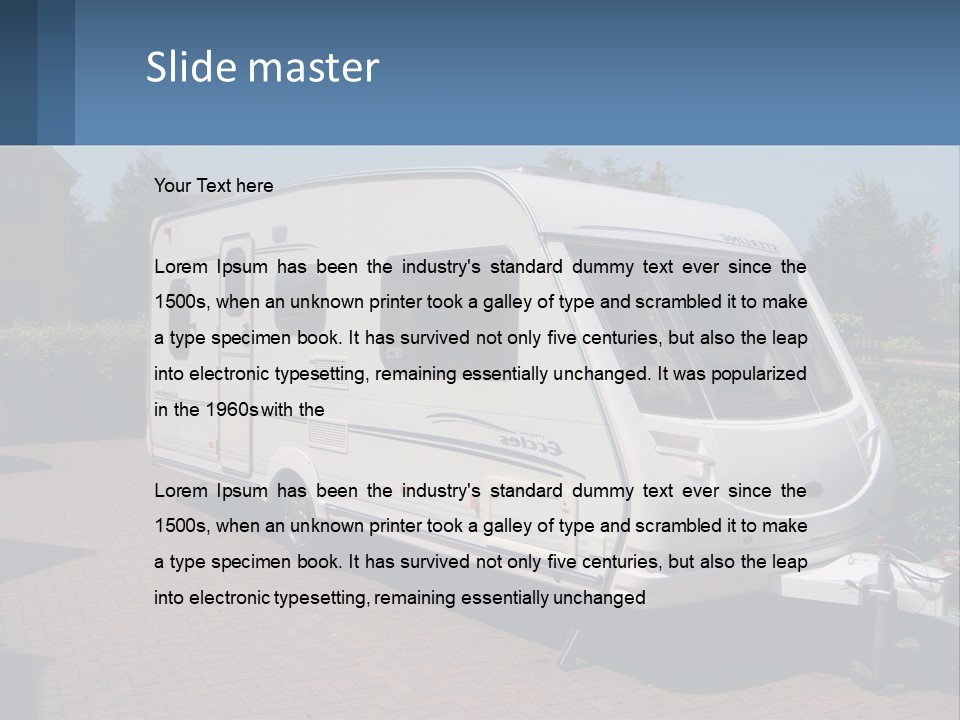 A White Motor Home Parked In A Driveway PowerPoint Template