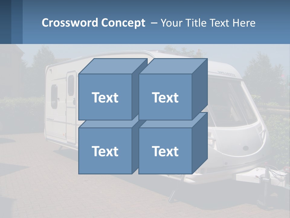 A White Motor Home Parked In A Driveway PowerPoint Template