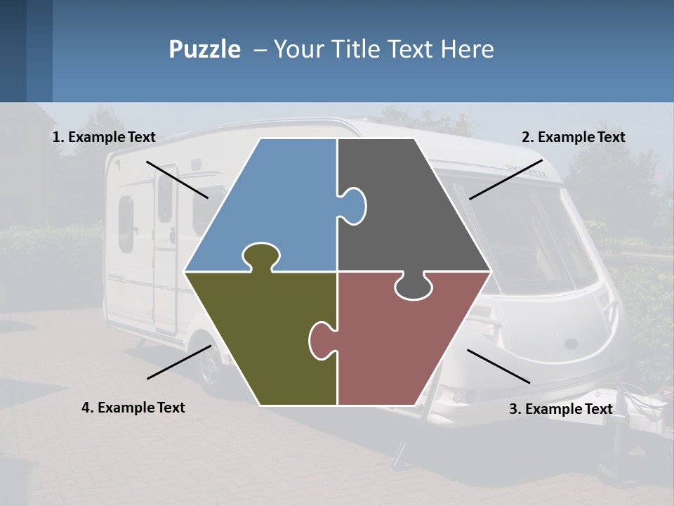 A White Motor Home Parked In A Driveway PowerPoint Template