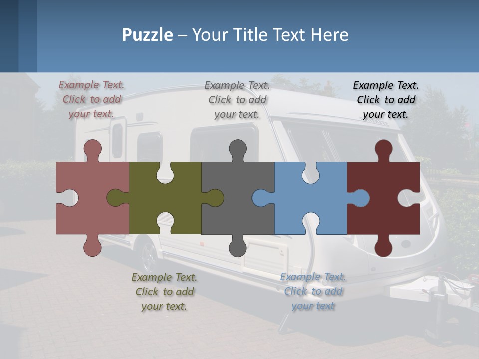 A White Motor Home Parked In A Driveway PowerPoint Template