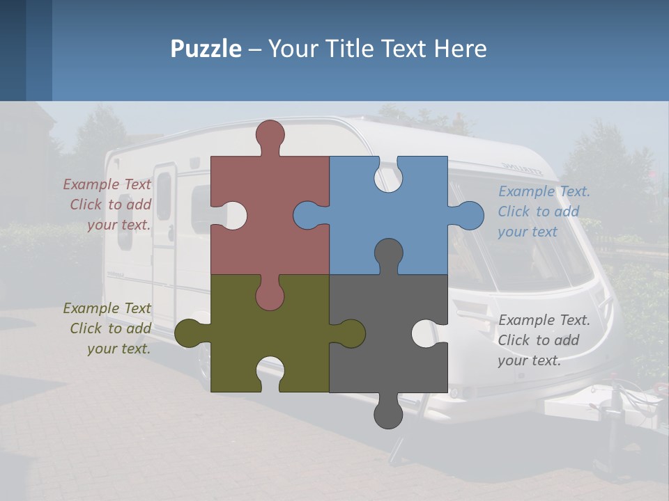 A White Motor Home Parked In A Driveway PowerPoint Template