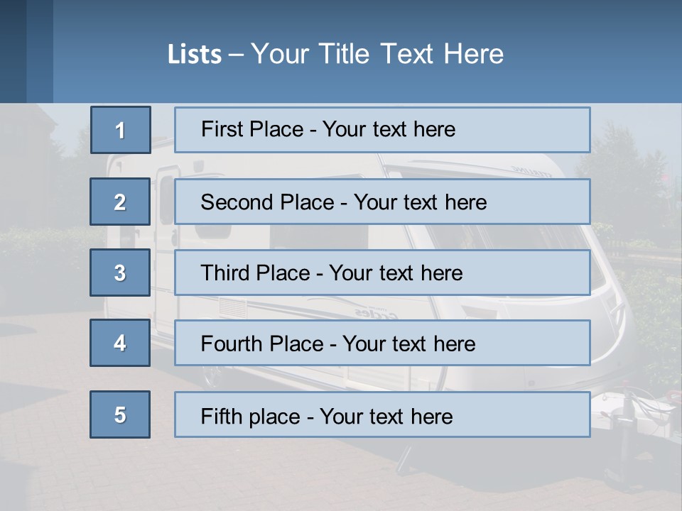 A White Motor Home Parked In A Driveway PowerPoint Template