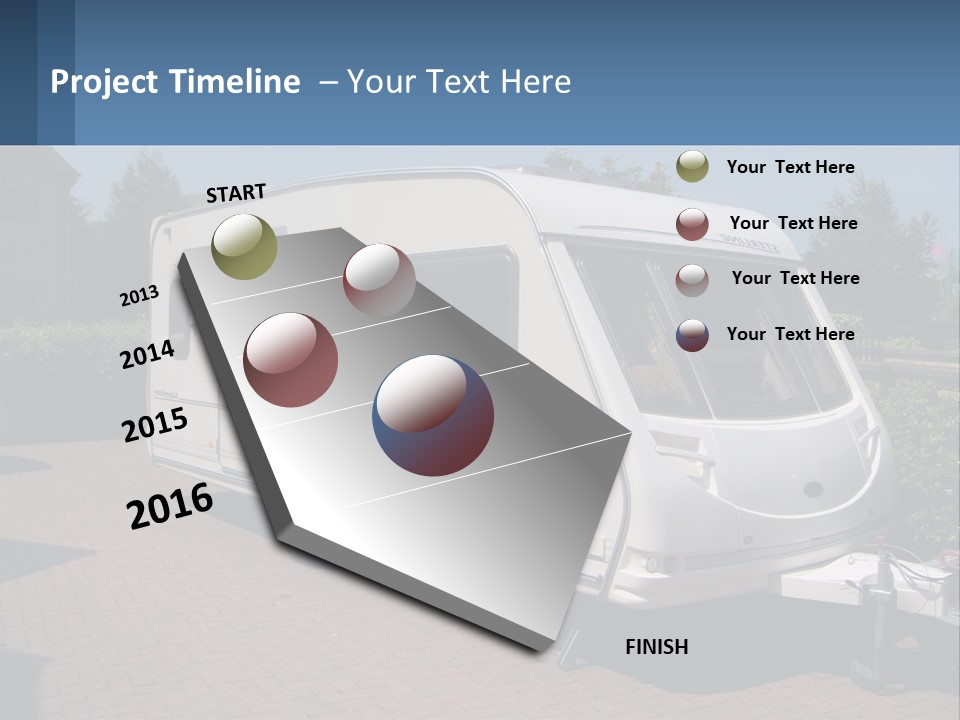 A White Motor Home Parked In A Driveway PowerPoint Template