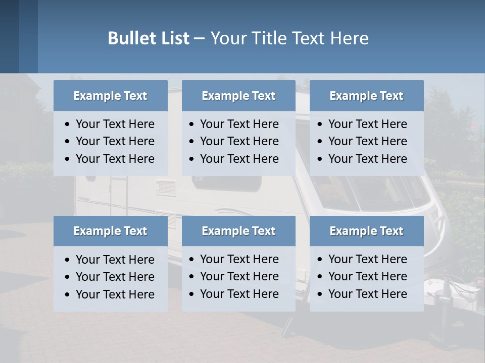 A White Motor Home Parked In A Driveway PowerPoint Template