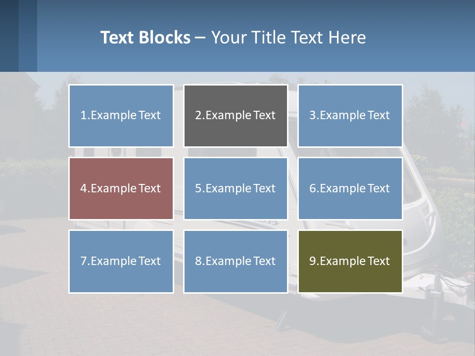 A White Motor Home Parked In A Driveway PowerPoint Template