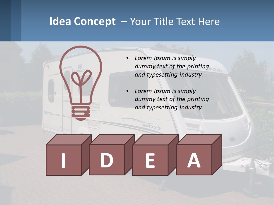 A White Motor Home Parked In A Driveway PowerPoint Template
