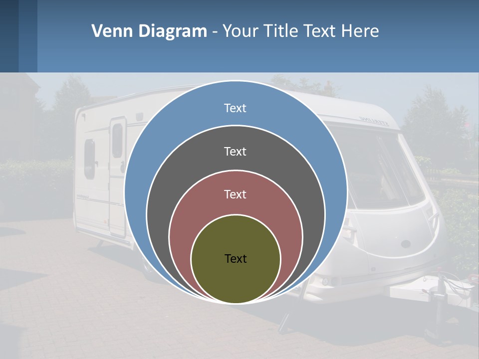 A White Motor Home Parked In A Driveway PowerPoint Template