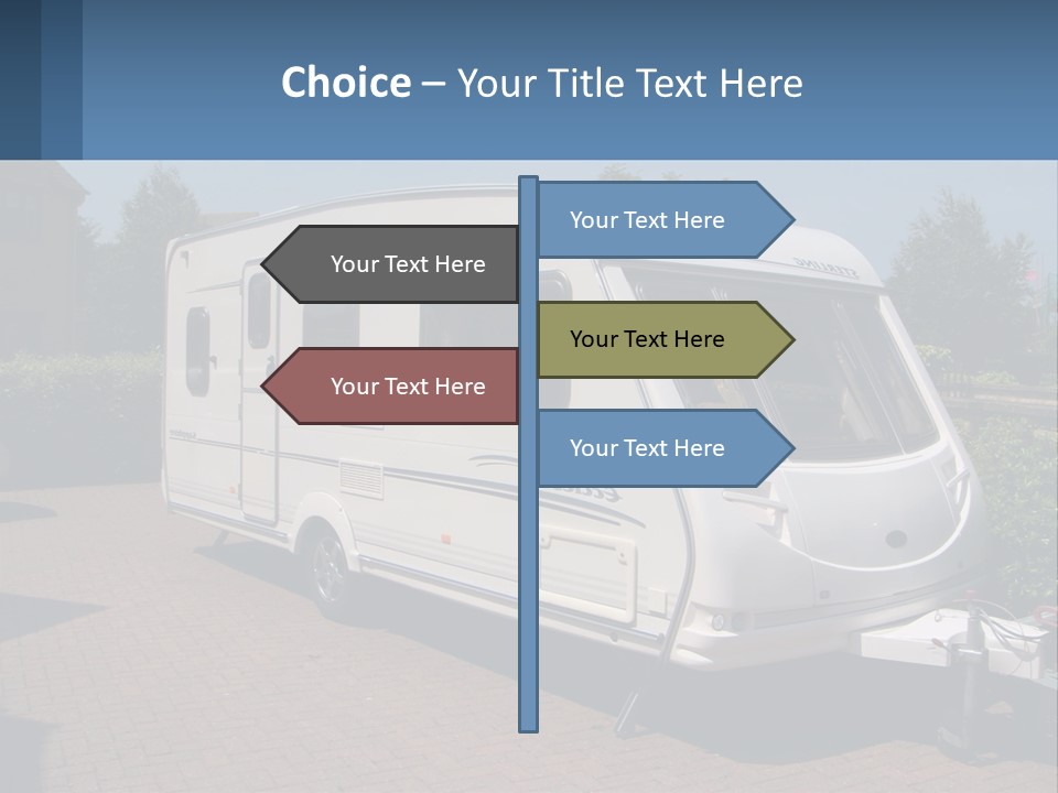 A White Motor Home Parked In A Driveway PowerPoint Template