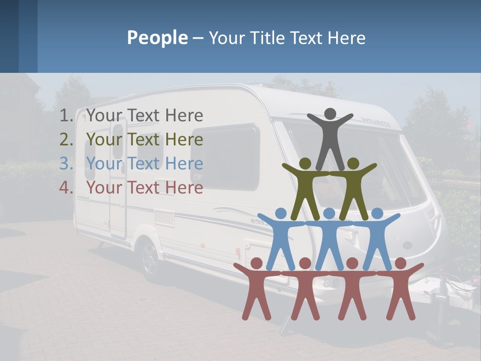 A White Motor Home Parked In A Driveway PowerPoint Template