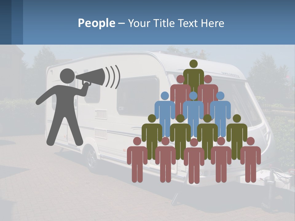 A White Motor Home Parked In A Driveway PowerPoint Template