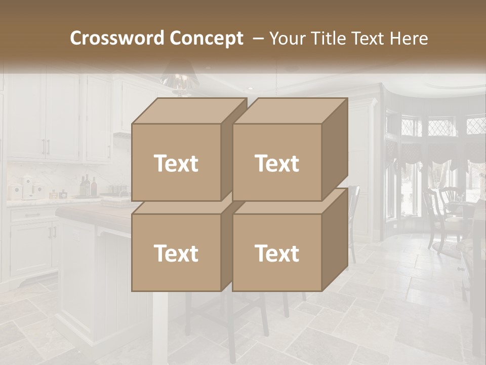 A Large Kitchen With A Table And Chairs PowerPoint Template