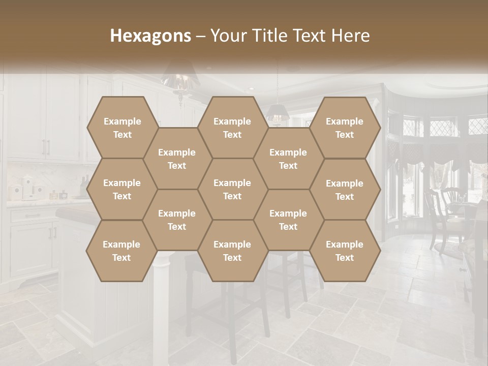 A Large Kitchen With A Table And Chairs PowerPoint Template