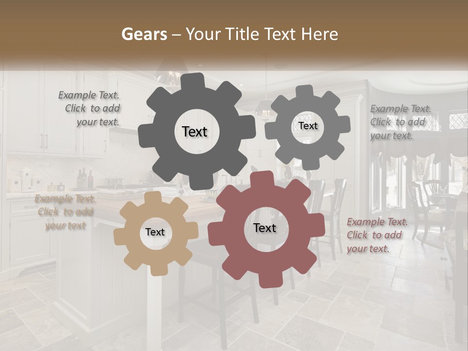 A Large Kitchen With A Table And Chairs PowerPoint Template