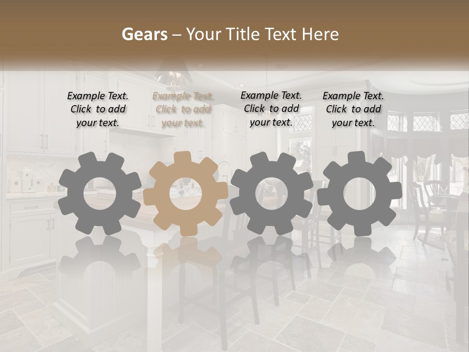 A Large Kitchen With A Table And Chairs PowerPoint Template