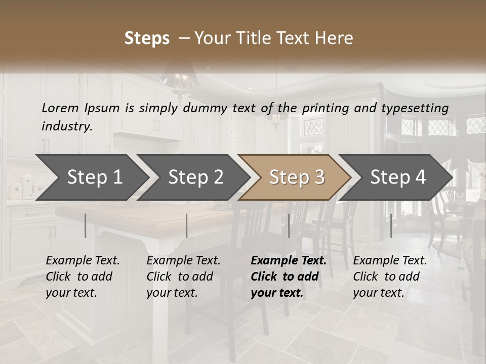 A Large Kitchen With A Table And Chairs PowerPoint Template