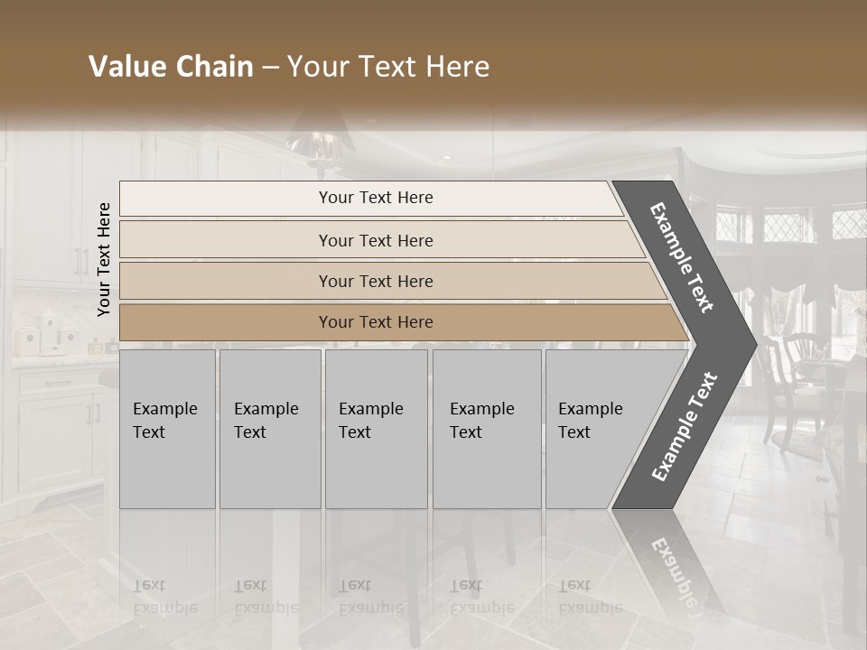 A Large Kitchen With A Table And Chairs PowerPoint Template