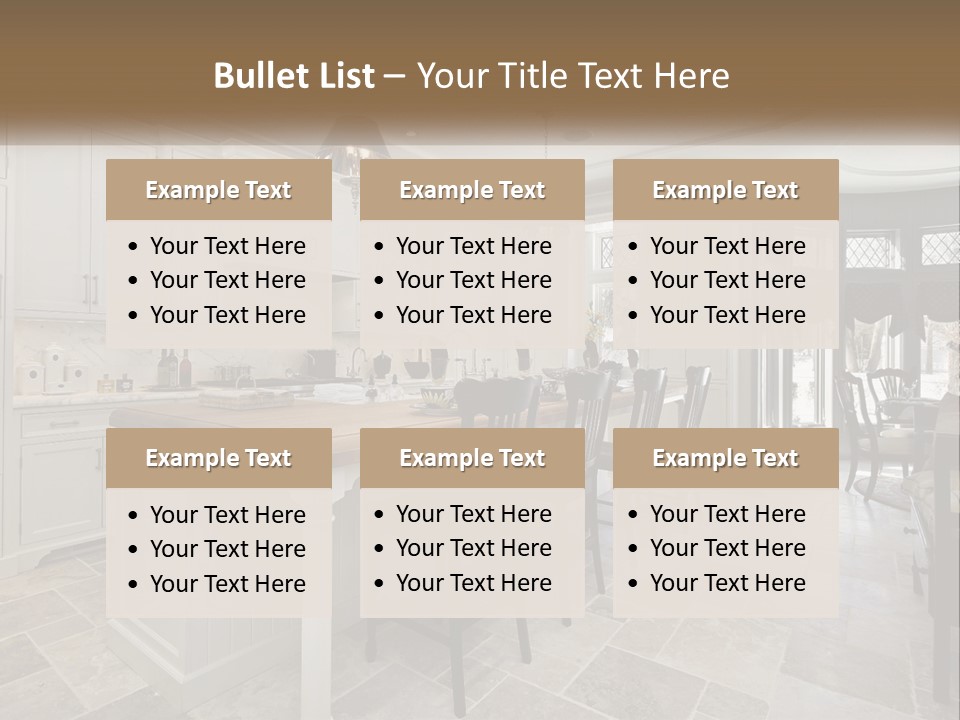 A Large Kitchen With A Table And Chairs PowerPoint Template