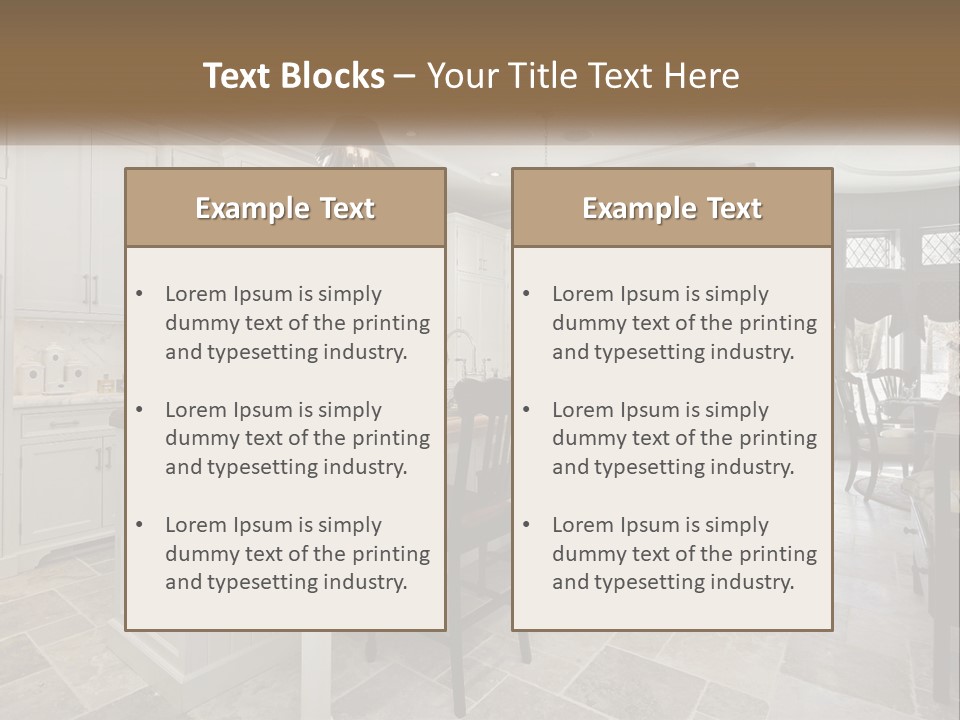 A Large Kitchen With A Table And Chairs PowerPoint Template