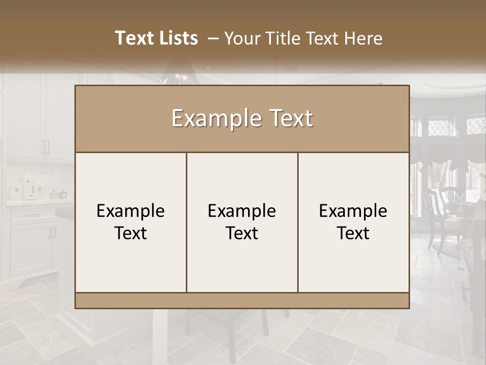A Large Kitchen With A Table And Chairs PowerPoint Template
