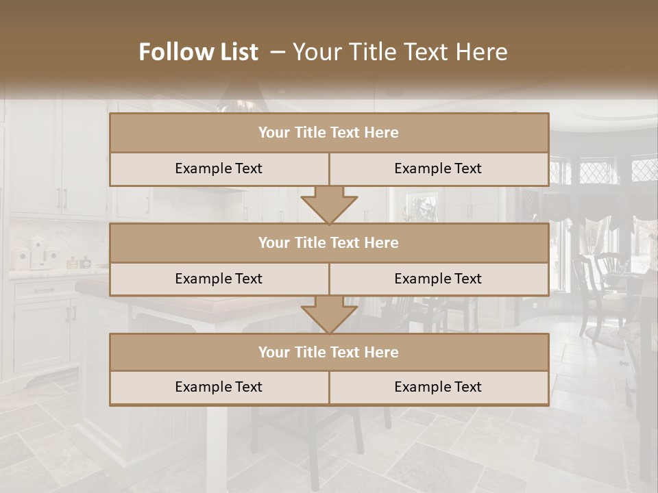 A Large Kitchen With A Table And Chairs PowerPoint Template