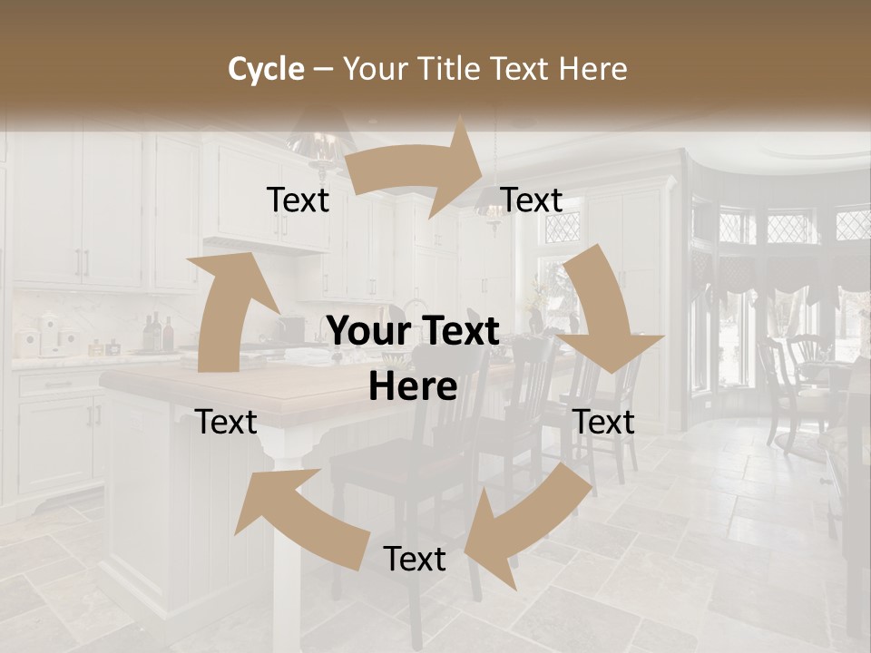 A Large Kitchen With A Table And Chairs PowerPoint Template