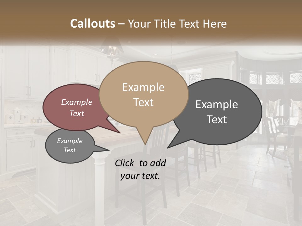 A Large Kitchen With A Table And Chairs PowerPoint Template