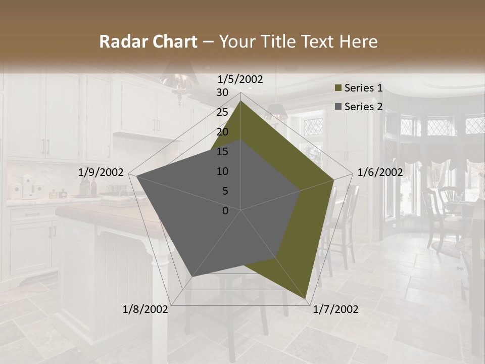 A Large Kitchen With A Table And Chairs PowerPoint Template