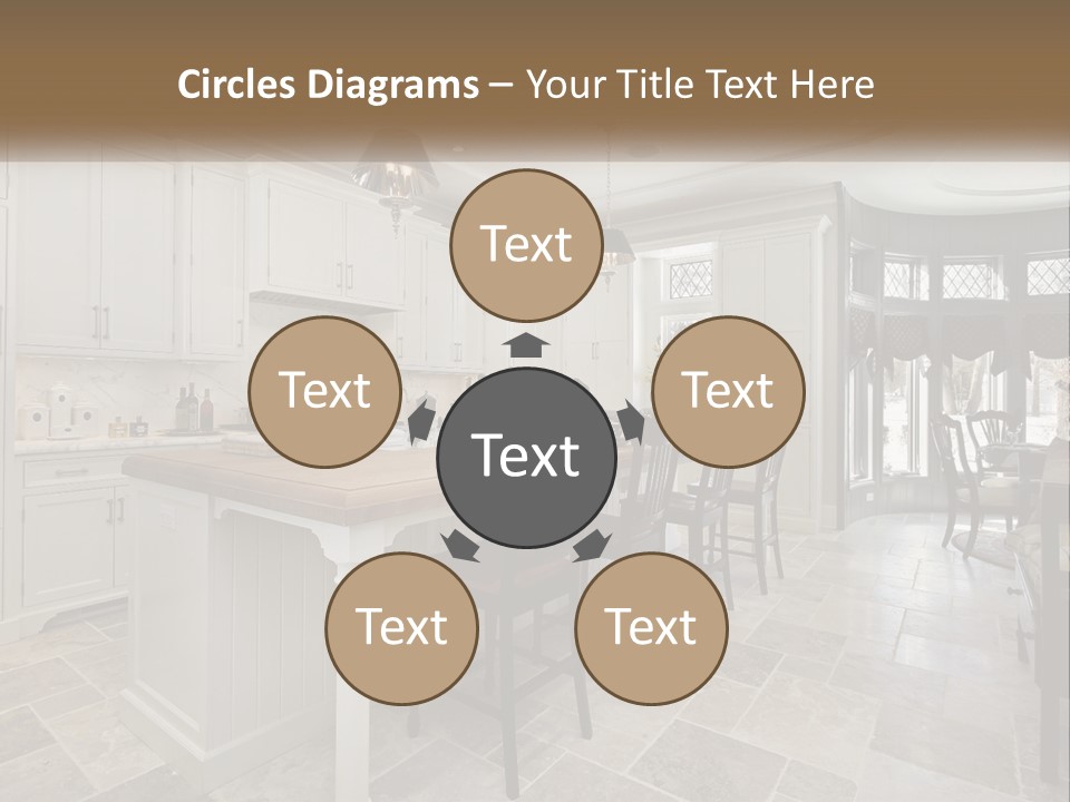A Large Kitchen With A Table And Chairs PowerPoint Template
