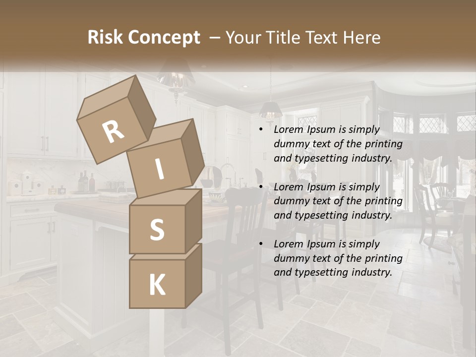 A Large Kitchen With A Table And Chairs PowerPoint Template